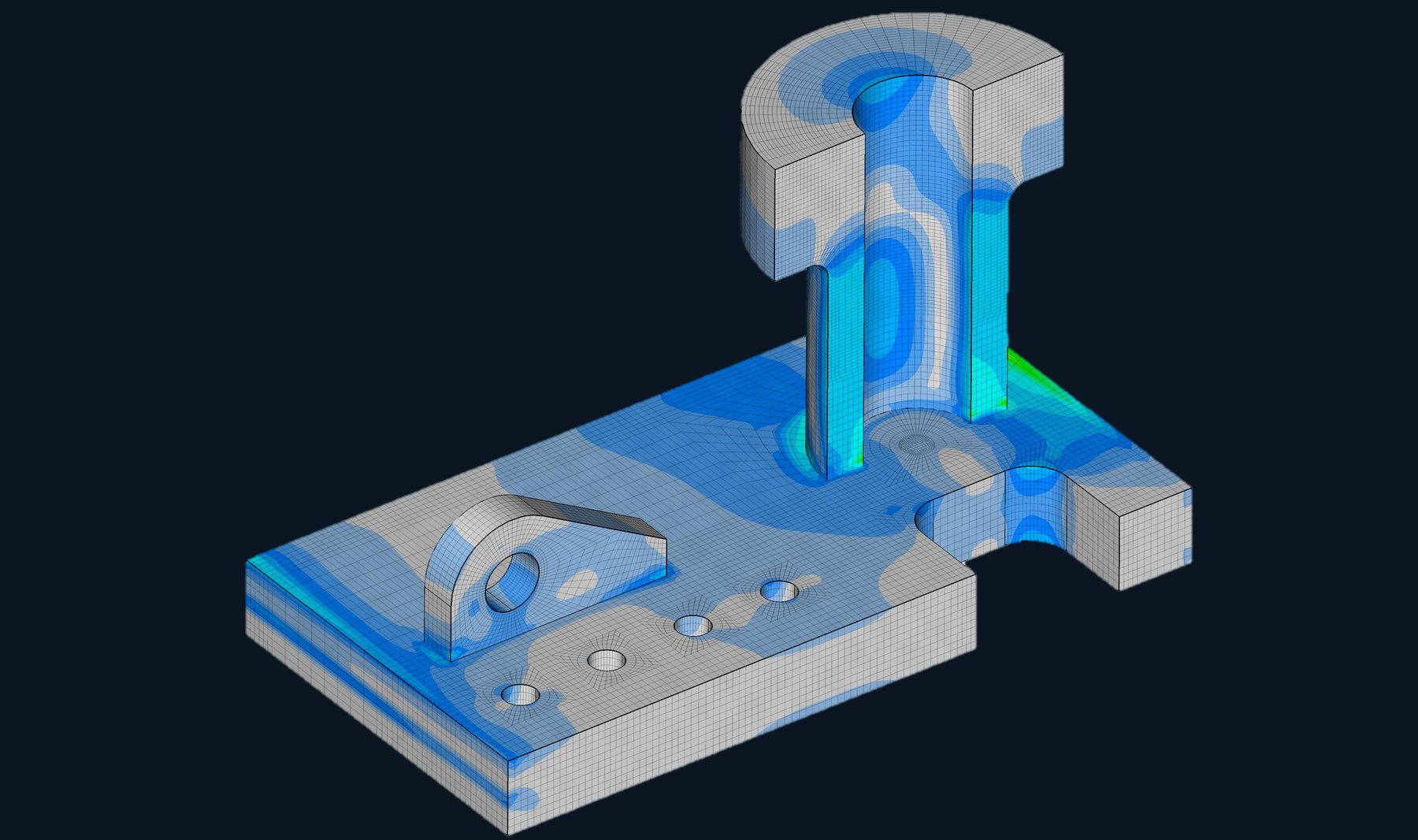 Finite element stress analysis showing von Mises stress contours